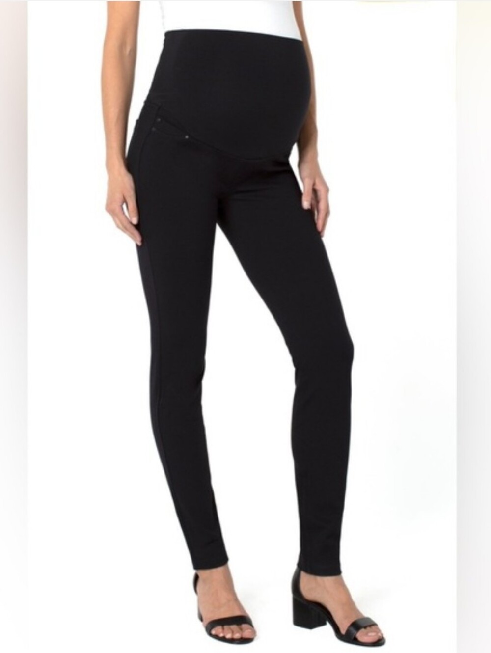 Liverpool The Legging Solid Black Pull On Ponte Maternity Leggings size 6